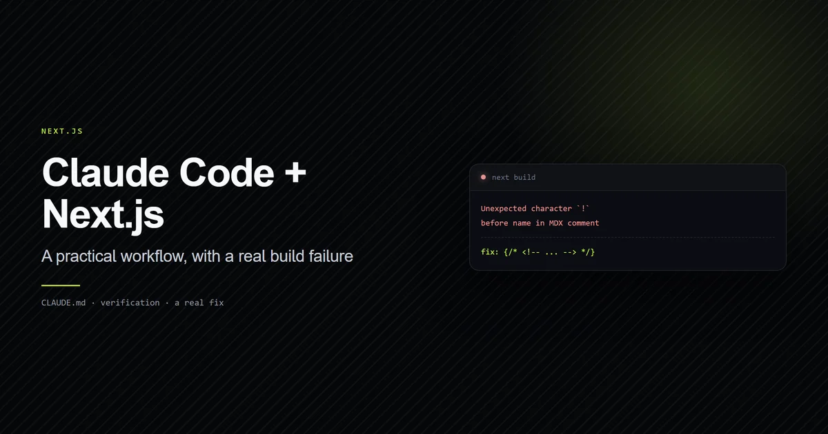 Terminal showing a real MDX build error and the one-line fix that resolved it