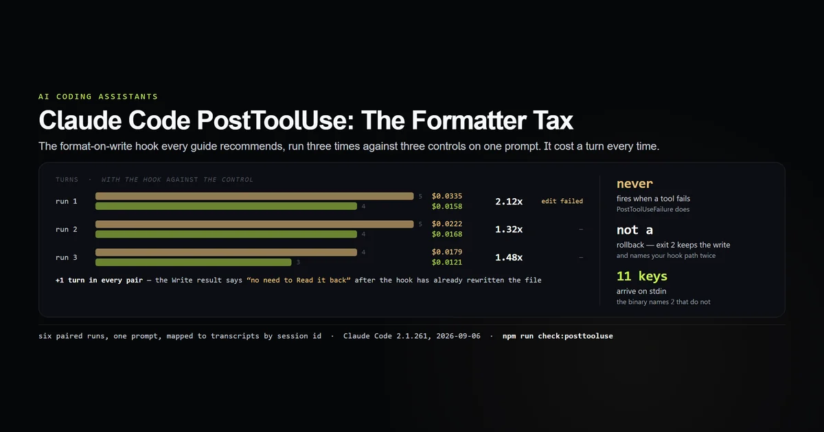 Three formatter runs against three controls, with the failed edit the rewrite caused