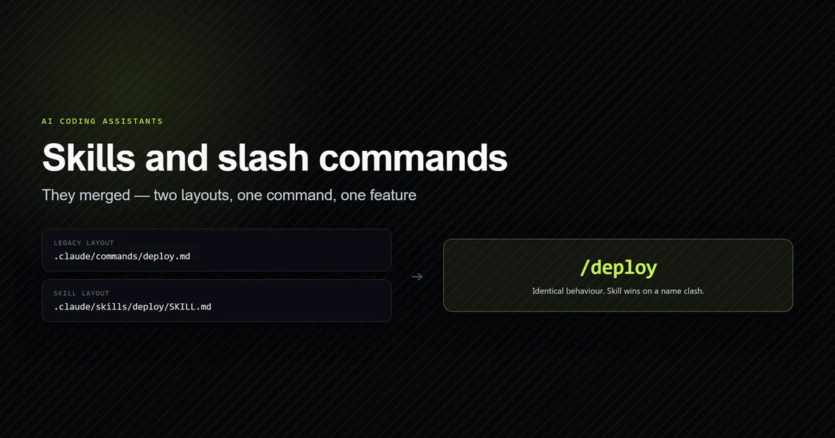 Two Claude Code file layouts converging on the same slash command after the skills merge