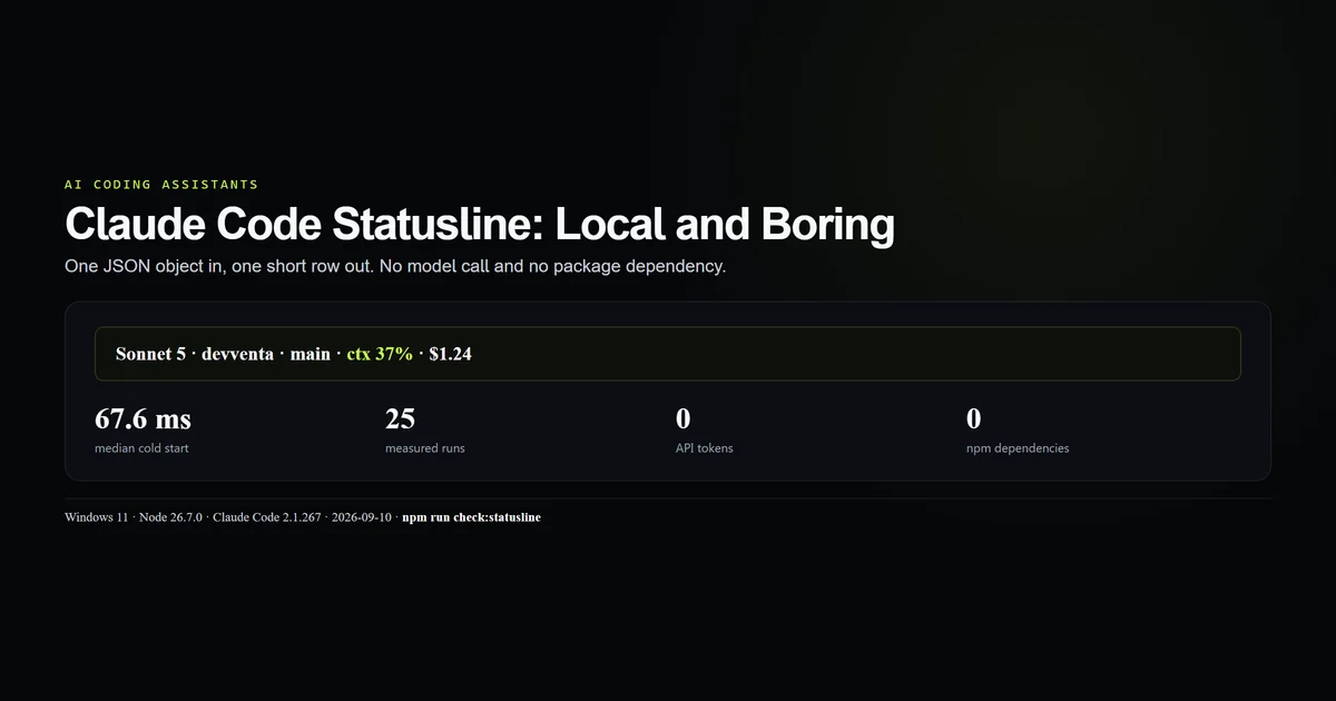 Node statusline renders five signals in a 67.6 millisecond median cold start