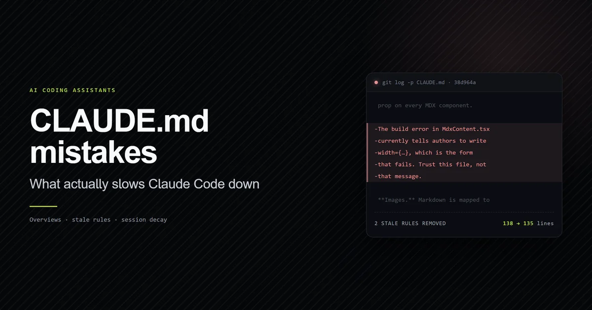 A git diff removing two stale rules from a production CLAUDE.md file